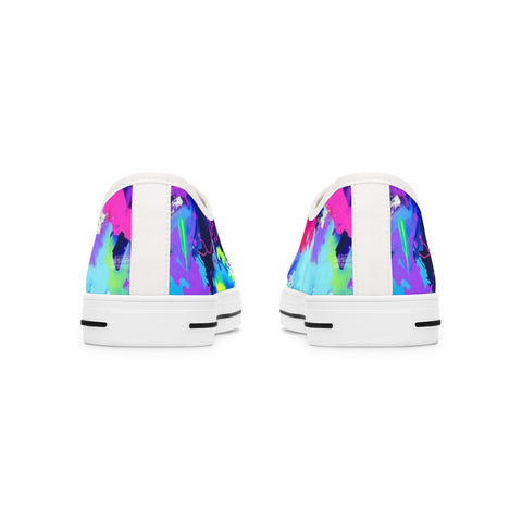 Women's Low Top Sneakers — Colorful Tie-Dye Splash Canvas Sneakers