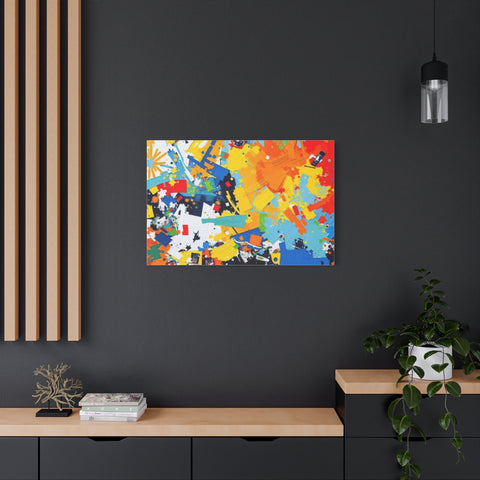 Abstract Splash Colorful Matte Canvas Wall Art – Vibrant Modern Stretched Print