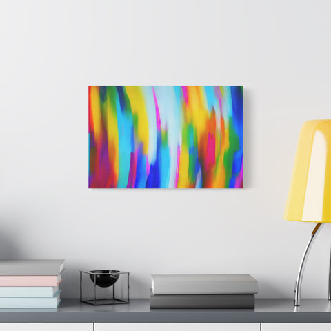 Abstract Rainbow Waves Matte Canvas Print — Vibrant Colorful Wall Art