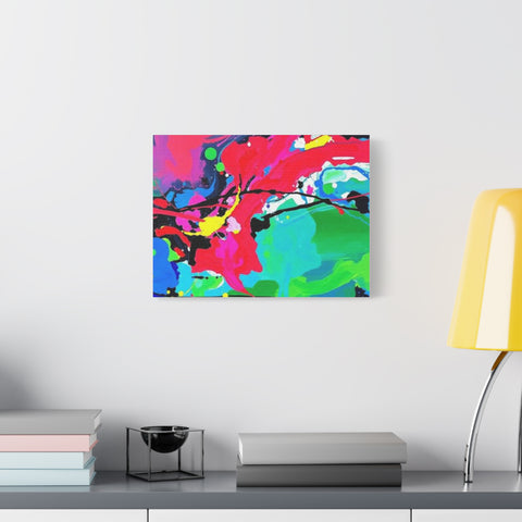 Abstract Neon Splash Matte Canvas Print — Vibrant Colorful Stretched Wall Art