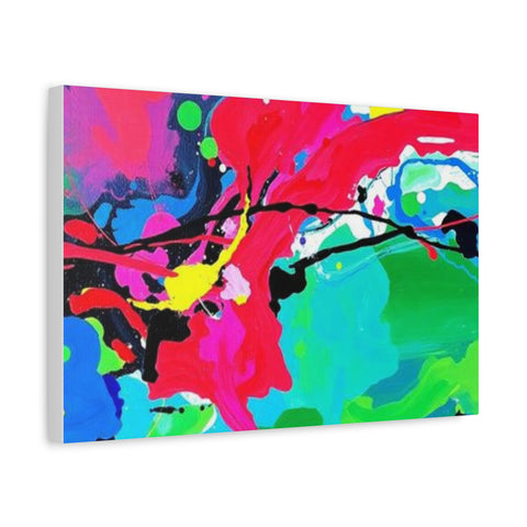 Abstract Neon Splash Matte Canvas Print — Vibrant Colorful Stretched Wall Art
