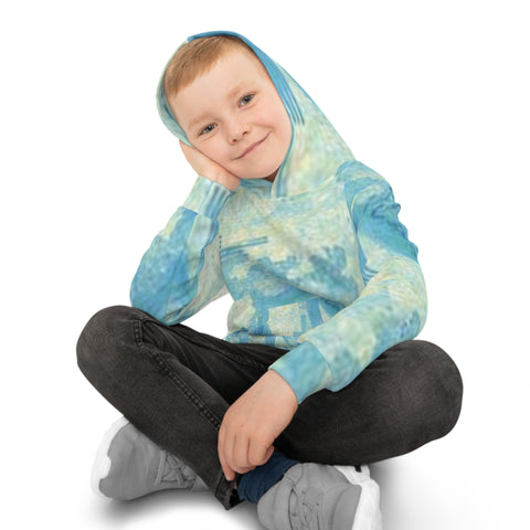 Kids Hoodie - Blue Watercolor Camo All-Over Print