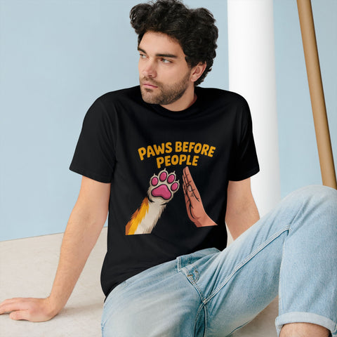 Paws Before People T-Shirt — Cute Cat Paw High-Five Tee for Cat Lovers