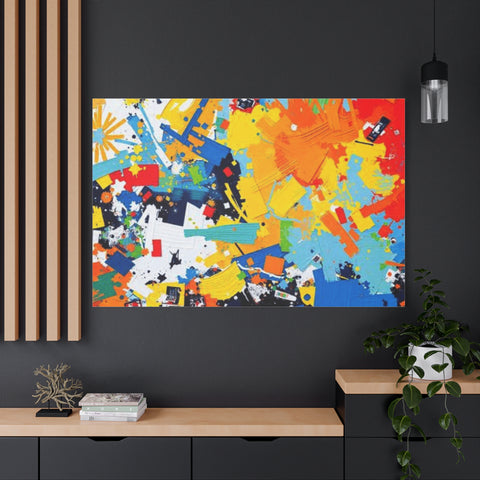Abstract Splash Colorful Matte Canvas Wall Art – Vibrant Modern Stretched Print