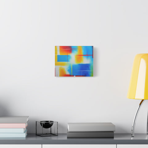 Abstract Color Field Matte Canvas Print — Vibrant Blue, Yellow & Red Stretched Wall Art