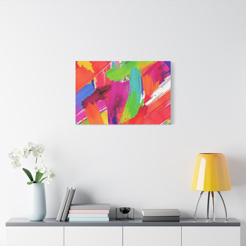 Abstract Rainbow Brushstrokes Matte Canvas Wall Art — Vibrant Stretched 1.25"