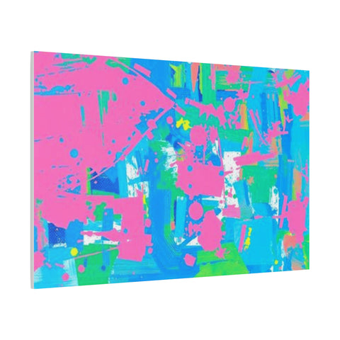 Neon Splash Abstract Canvas Print – Bright Pink & Aqua Modern Wall Art