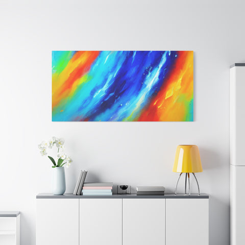 Abstract Rainbow Wave Matte Canvas Print — Vibrant Stretched Wall Art