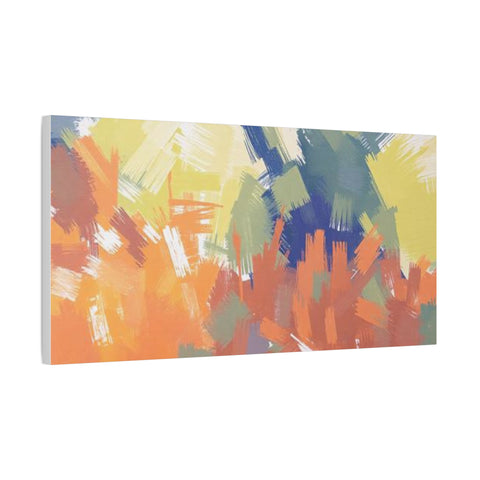 Abstract Colorful Brushstroke Matte Canvas Wall Art – Vibrant Orange & Green Stretched Print