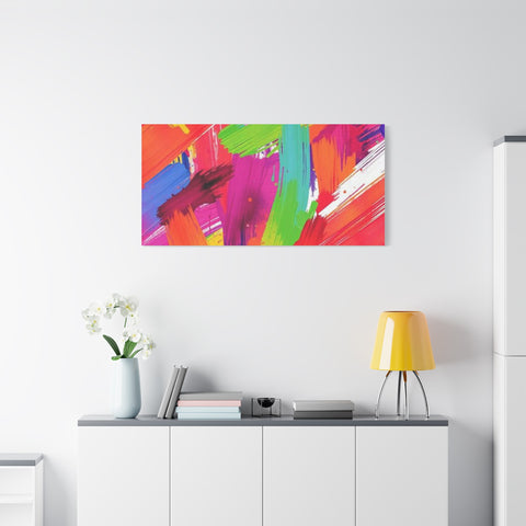 Abstract Rainbow Brushstrokes Matte Canvas Wall Art — Vibrant Stretched 1.25"