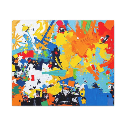 Abstract Splash Colorful Matte Canvas Wall Art – Vibrant Modern Stretched Print