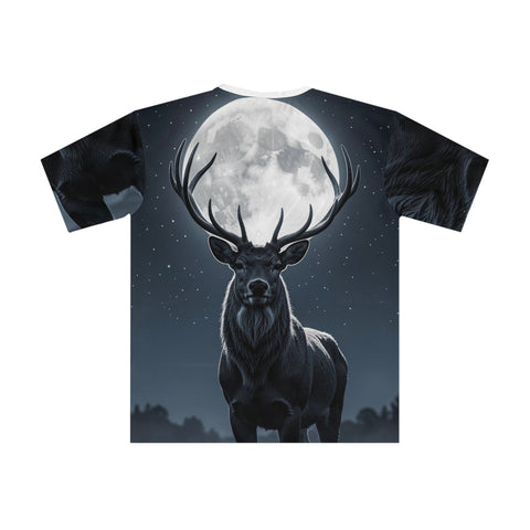 Stag Moon Graphic Tee — Men’s Loose All-Over Print T-Shirt