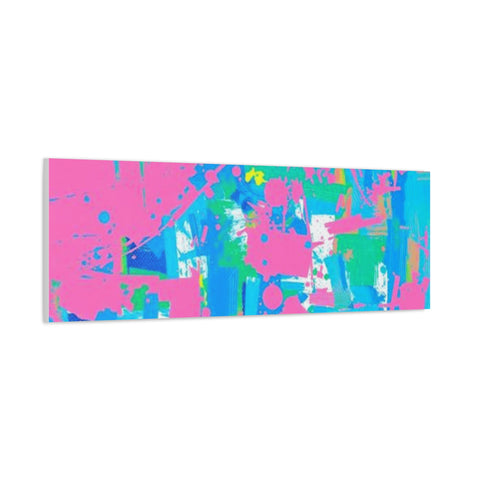 Neon Splash Abstract Canvas Print – Bright Pink & Aqua Modern Wall Art