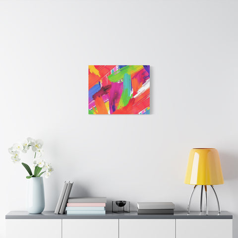 Abstract Rainbow Brushstrokes Matte Canvas Wall Art — Vibrant Stretched 1.25"