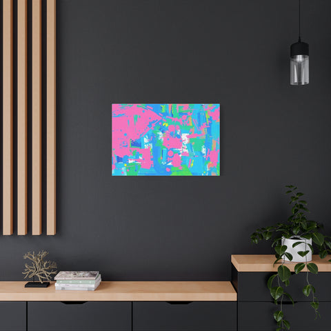 Neon Splash Abstract Canvas Print – Bright Pink & Aqua Modern Wall Art