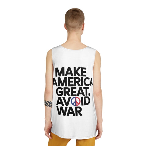 Make America Great Avoid War Tank Top — Peace Symbol Political Statement Tee