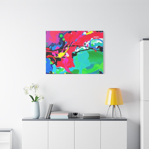 Abstract Neon Splash Matte Canvas Print — Vibrant Colorful Stretched Wall Art