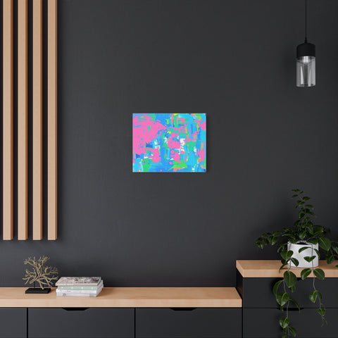 Neon Splash Abstract Canvas Print – Bright Pink & Aqua Modern Wall Art