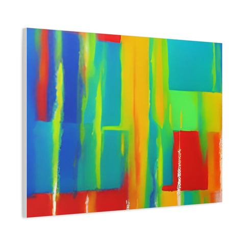 Abstract Rainbow Blocks Matte Canvas Print