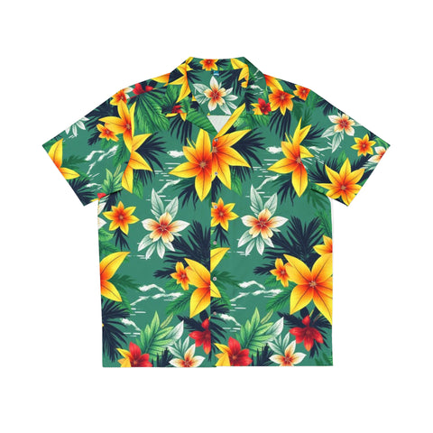 Tropical Hibiscus Hawaiian Shirt — Men's Floral Aloha Button-Up