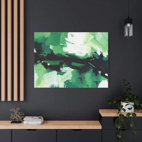 Abstract Green Brushstroke Canvas Print