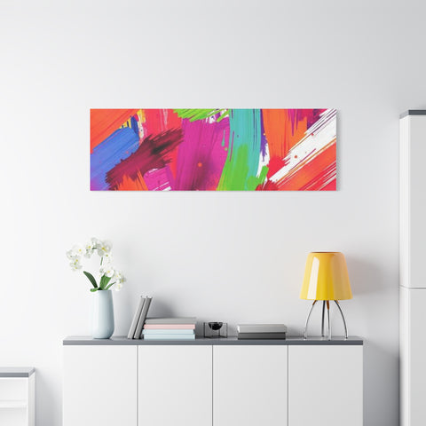 Abstract Rainbow Brushstrokes Matte Canvas Wall Art — Vibrant Stretched 1.25"