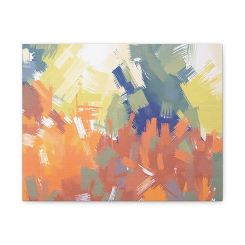 Abstract Colorful Brushstroke Matte Canvas Wall Art – Vibrant Orange & Green Stretched Print