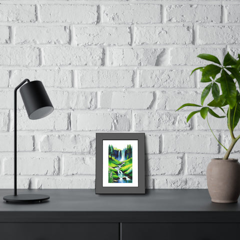 Waterfall Framed Art Print — Serene Landscape Poster for Home Decor