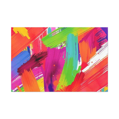 Abstract Rainbow Brushstrokes Matte Canvas Wall Art — Vibrant Stretched 1.25"