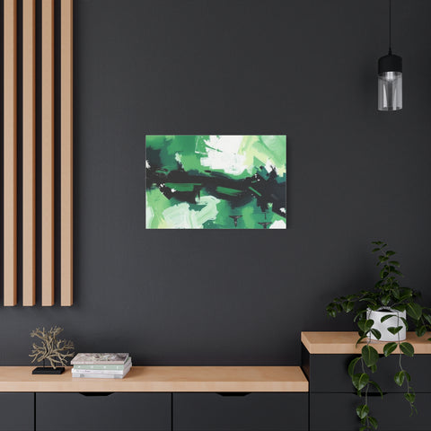 Abstract Green Brushstroke Canvas Print