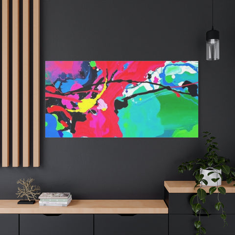 Abstract Neon Splash Matte Canvas Print — Vibrant Colorful Stretched Wall Art