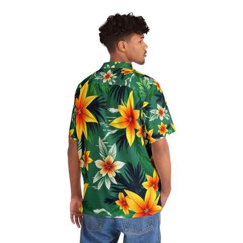 Tropical Hibiscus Hawaiian Shirt — Men's Floral Aloha Button-Up