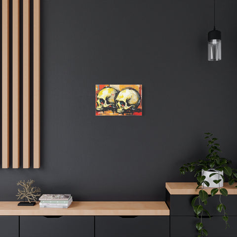 Skull Art Canvas Print – Colorful Graffiti Double Skulls Matte Stretched Wall Art