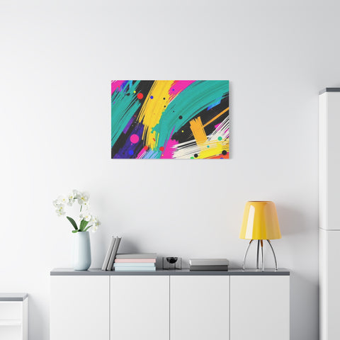 Abstract Neon Brushstroke Canvas Print — Colorful Modern Wall Art