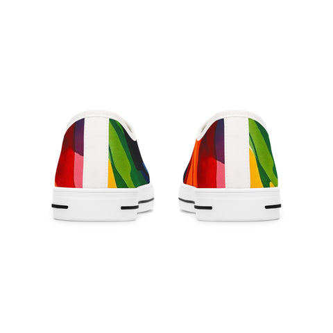 Low Top Sneakers — Vibrant Rainbow Wave Women's Canvas Shoes