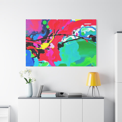 Abstract Neon Splash Matte Canvas Print — Vibrant Colorful Stretched Wall Art