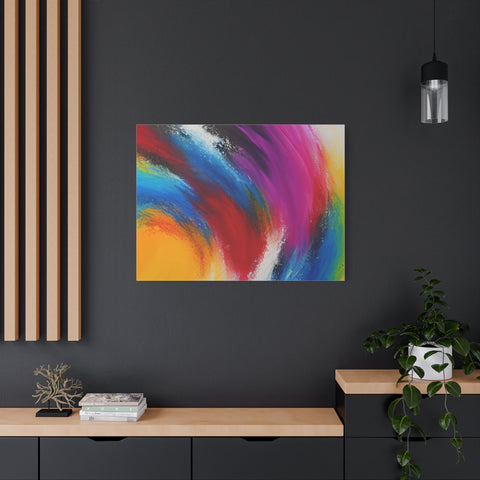 Abstract Rainbow Swirl Matte Canvas Print (Stretched)
