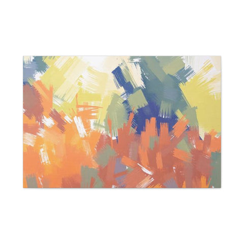 Abstract Colorful Brushstroke Matte Canvas Wall Art – Vibrant Orange & Green Stretched Print