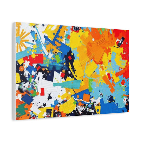 Abstract Splash Colorful Matte Canvas Wall Art – Vibrant Modern Stretched Print