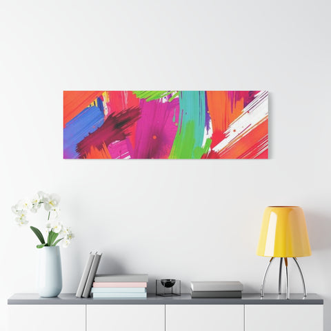 Abstract Rainbow Brushstrokes Matte Canvas Wall Art — Vibrant Stretched 1.25"