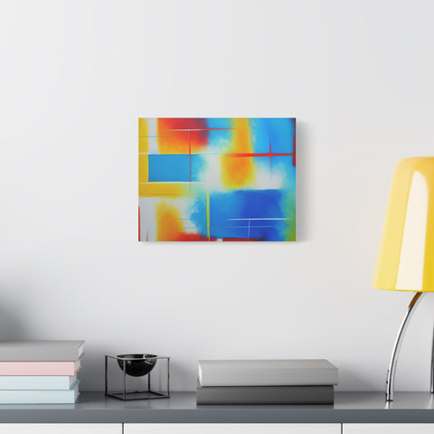 Abstract Color Field Matte Canvas Print — Vibrant Blue, Yellow & Red Stretched Wall Art