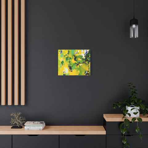 Abstract Green & Yellow Matte Canvas Print – Vibrant Modern Wall Art