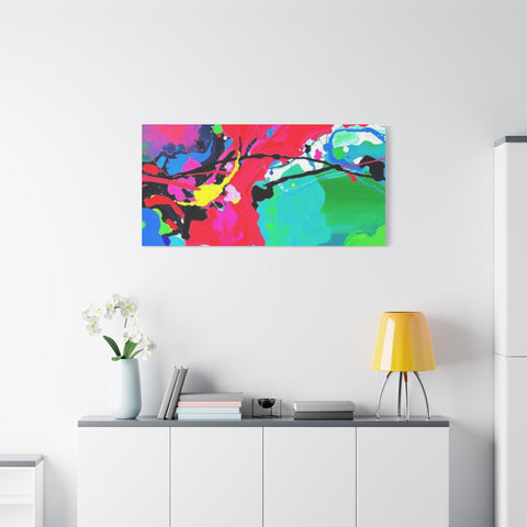 Abstract Neon Splash Matte Canvas Print — Vibrant Colorful Stretched Wall Art