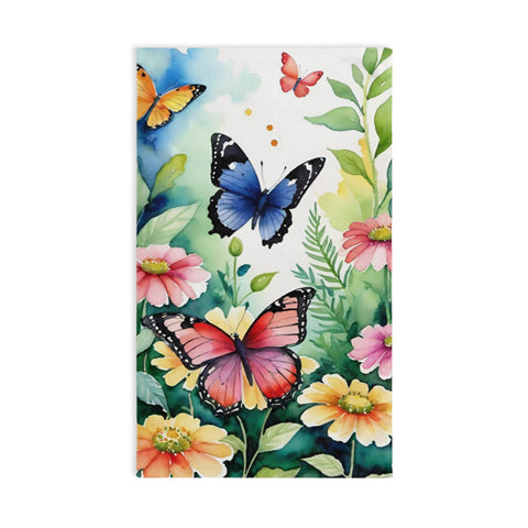 Butterfly Garden Hand Towel — Floral Spring Decorative Kitchen or Bath Towel