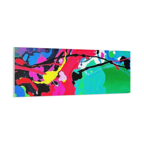 Abstract Neon Splash Matte Canvas Print — Vibrant Colorful Stretched Wall Art