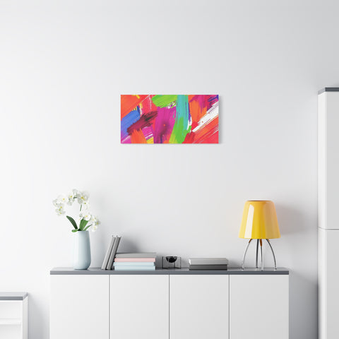 Abstract Rainbow Brushstrokes Matte Canvas Wall Art — Vibrant Stretched 1.25"