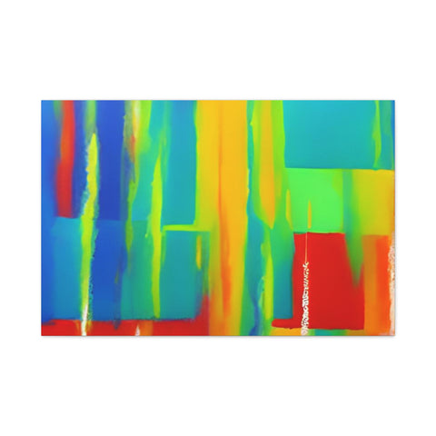Abstract Rainbow Blocks Matte Canvas Print