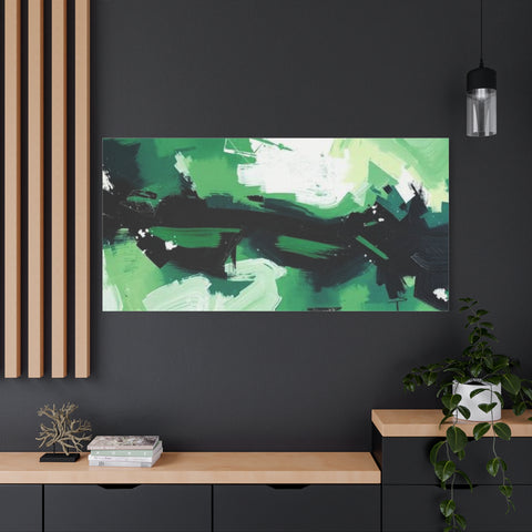 Abstract Green Brushstroke Canvas Print