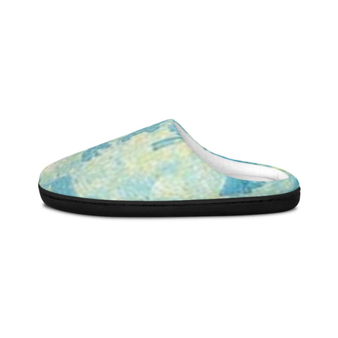 Men's Blue Abstract Watercolor Indoor Slippers