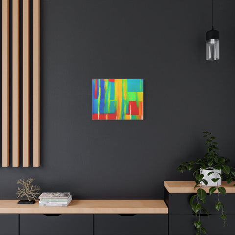 Abstract Rainbow Blocks Matte Canvas Print